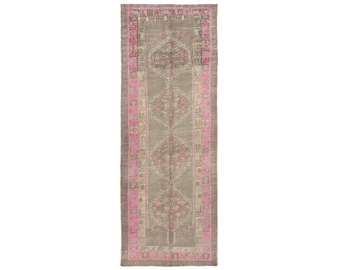 10 Ft Vintage Brown Persian Style Hand Knotted Low Pile Wool Runner Rug